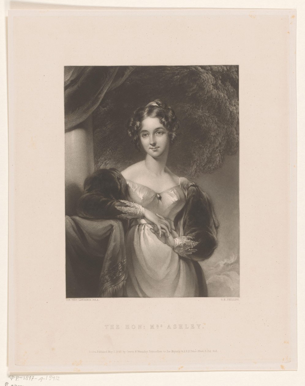 Porträtt av Maria Anne Ashley Hon. Mrs Ashley (titel på objekt) av George Henry Phillips