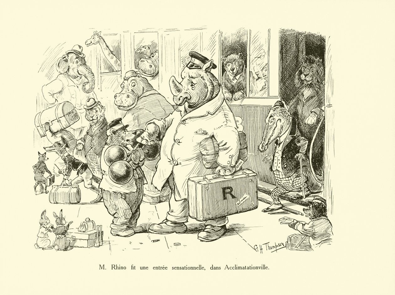 Mr Rhino gjorde en sensationell entré i Acclimatationville (lito) av George Henry Thompson