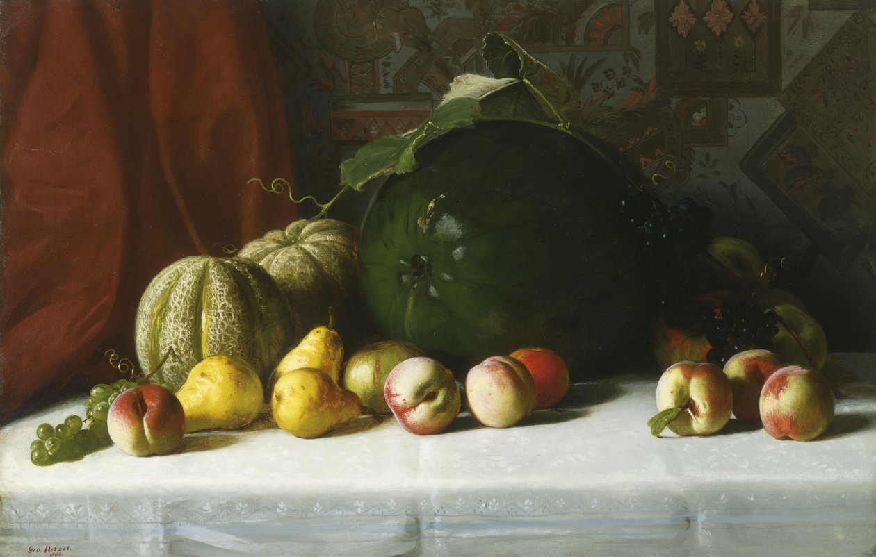 Bordsstilleben av frukt, 1882 av George Hetzel