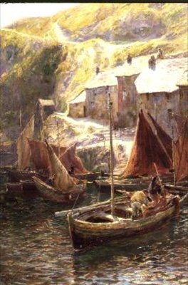 Fiskebåtar, Polperro, Cornwall av George Hillyard Swinstead