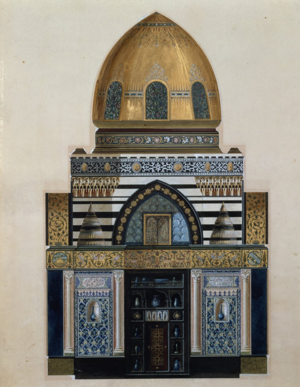 Design för Arab Hall i Leighton House, London, 1880 (wc, gouache) av George II Aitchison