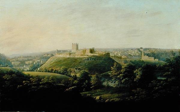 En vidsträckt utsikt över Richmond, Yorkshire (olja på duk) av George I Cuitt