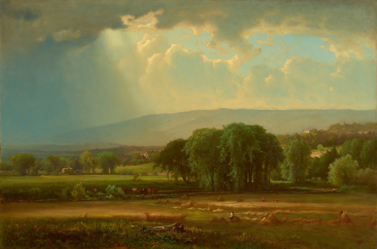 Skördeplats i Delawaredalen av George Inness