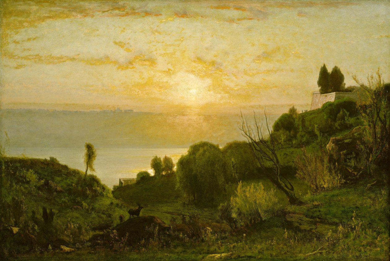 Albanosjön, solnedgång av George Inness