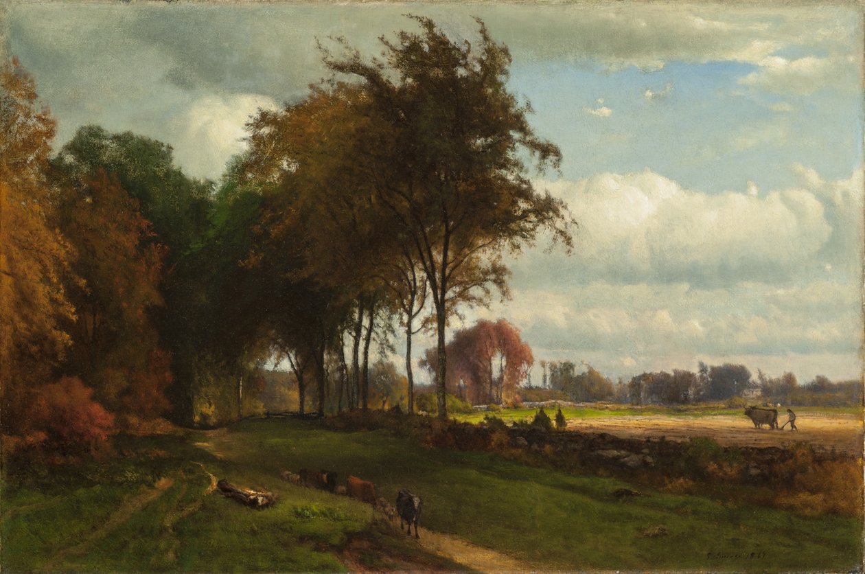 Landskap med boskap av George Inness