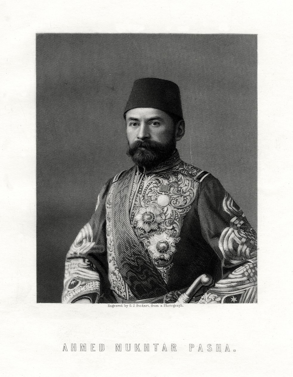 Ahmed Mukhtar Pasha, franska och osmanska rikets arméofficer, 1800-talet. av George J. Stodart