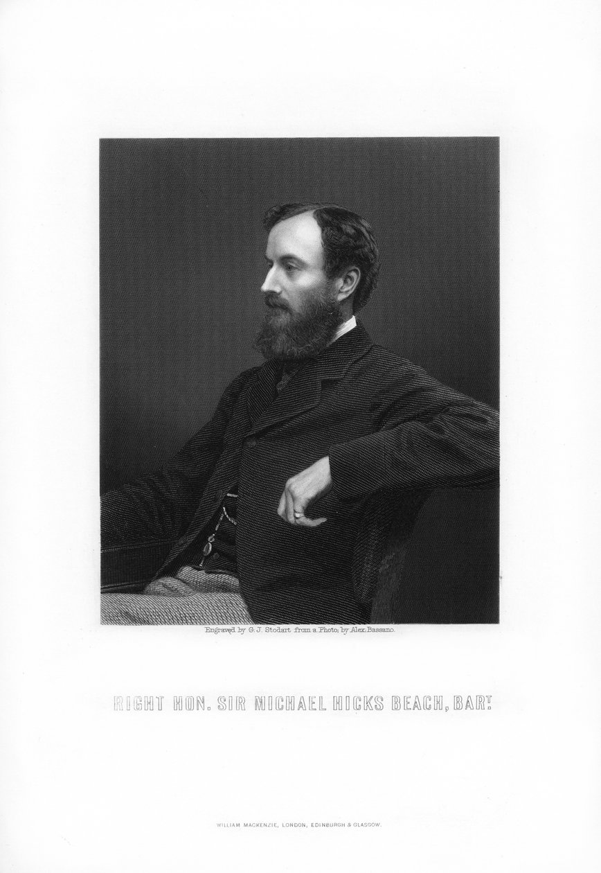 Michael Edward Hicks Beach, 1st Earl St Aldwyn, engelsk statsman, 1881. av George J. Stodart