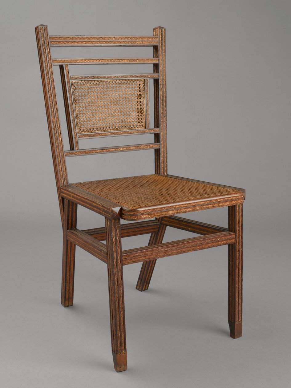 Side Chair, 1883 (trä, käpp & halmfläta) av George Jakob Hunzinger