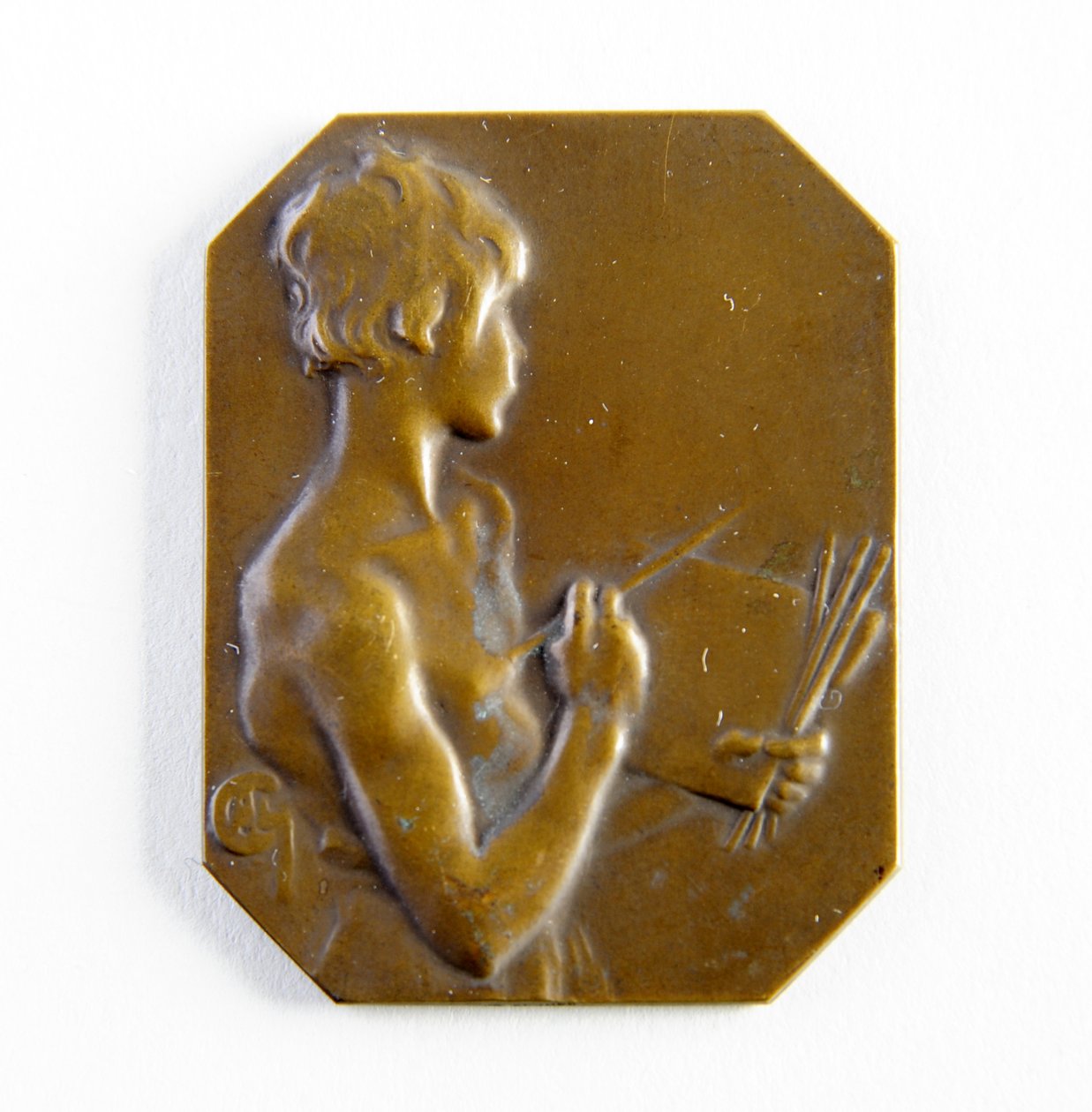 Oktagonal plack (brons) av George James Frampton