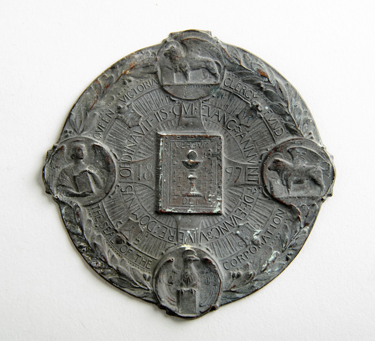 Sigill för Queen Victoria Clergy Fund (koppar) av George James Frampton