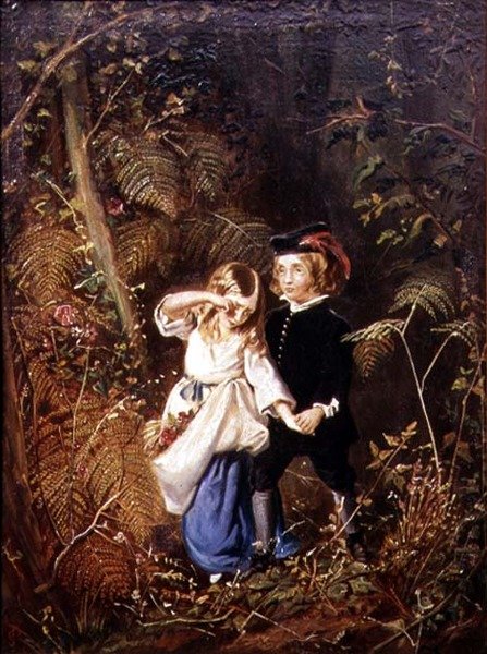 Babes in the Wood eller Lost Children (olja på duk) av George John Pinwell