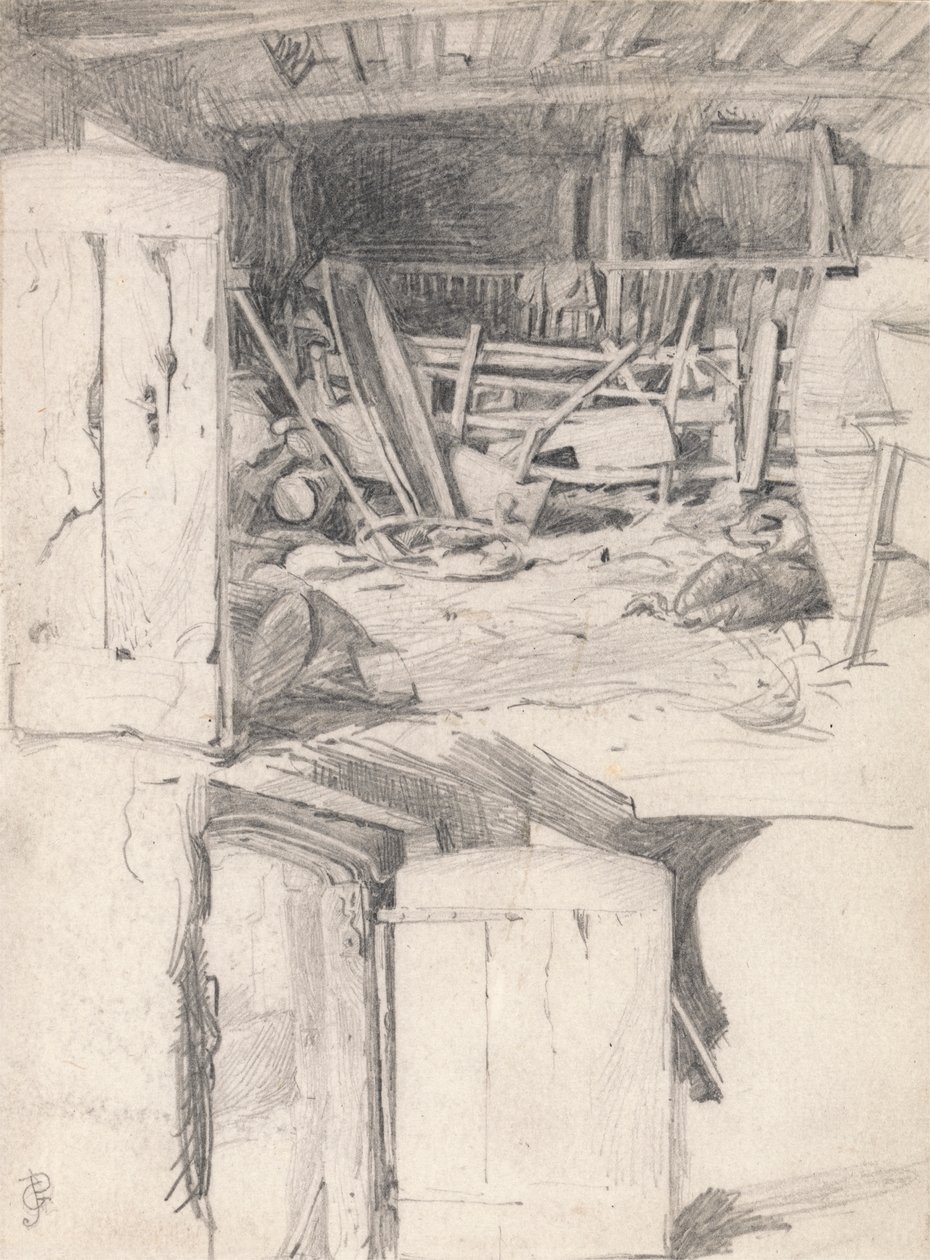 Studie för "The Goose", 1867: Interiör av en ladugård av George John Pinwell