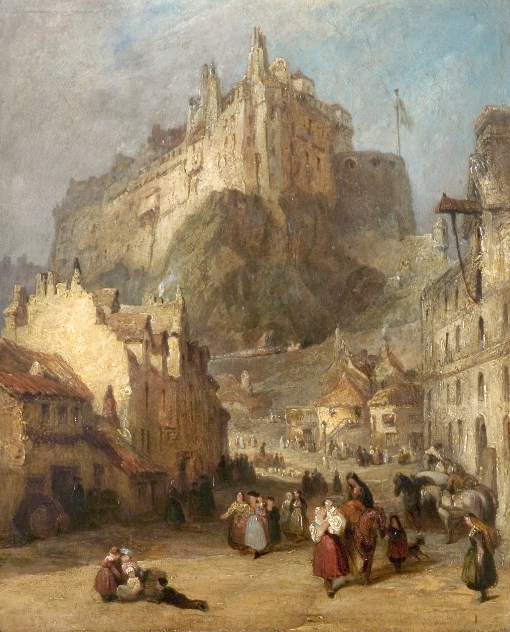 Edinburgh Castle från Grass Market, Skottland av George Jones