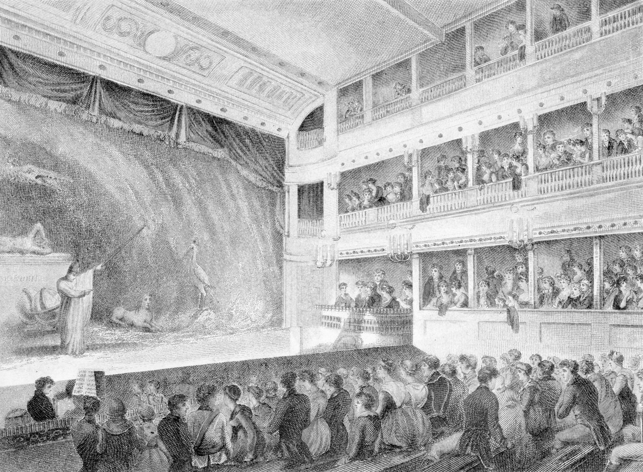 Interiör av Little Theatre, Haymarket i London, 1815 av George Jones