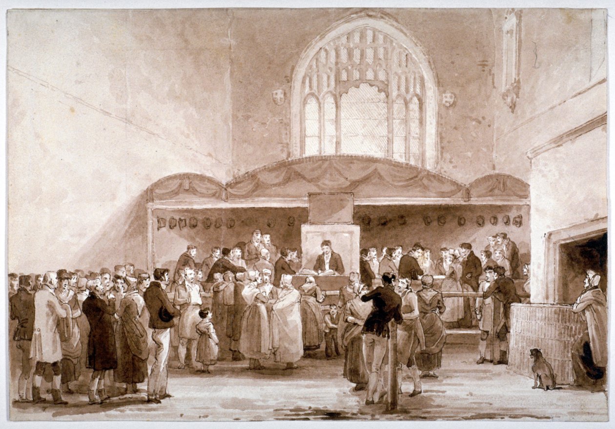 Interiörvy av Guildhall Chapel, City of London, 1817 av George Jones