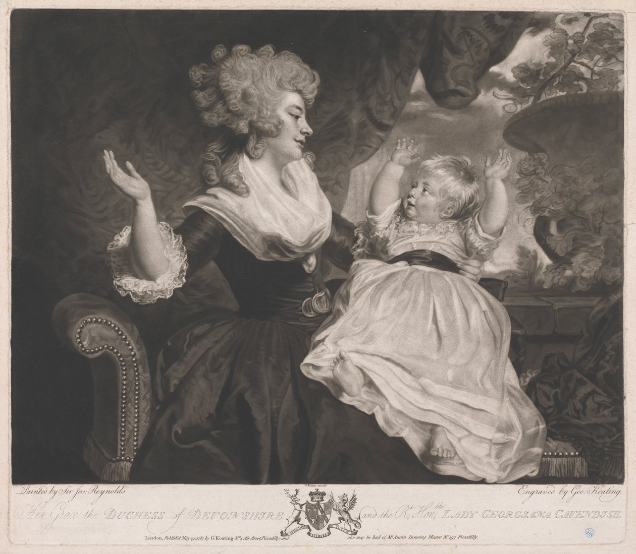 Hennes nåd hertiginnan av Devonshire och Rt Honble Lady Georgiana Cavendish av George Keating