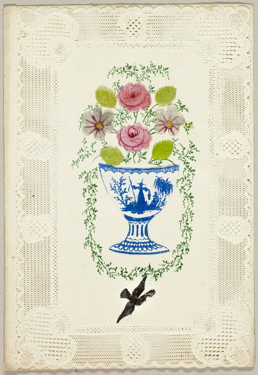 Untitled Valentine (Vas med blommor med fågel) av George Kershaw
