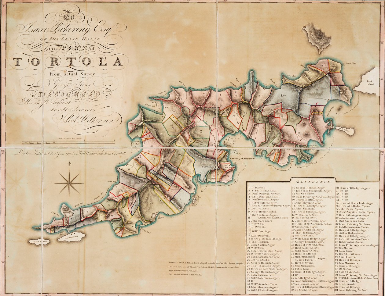 Plan över Tortola från undersökning av George King av George King