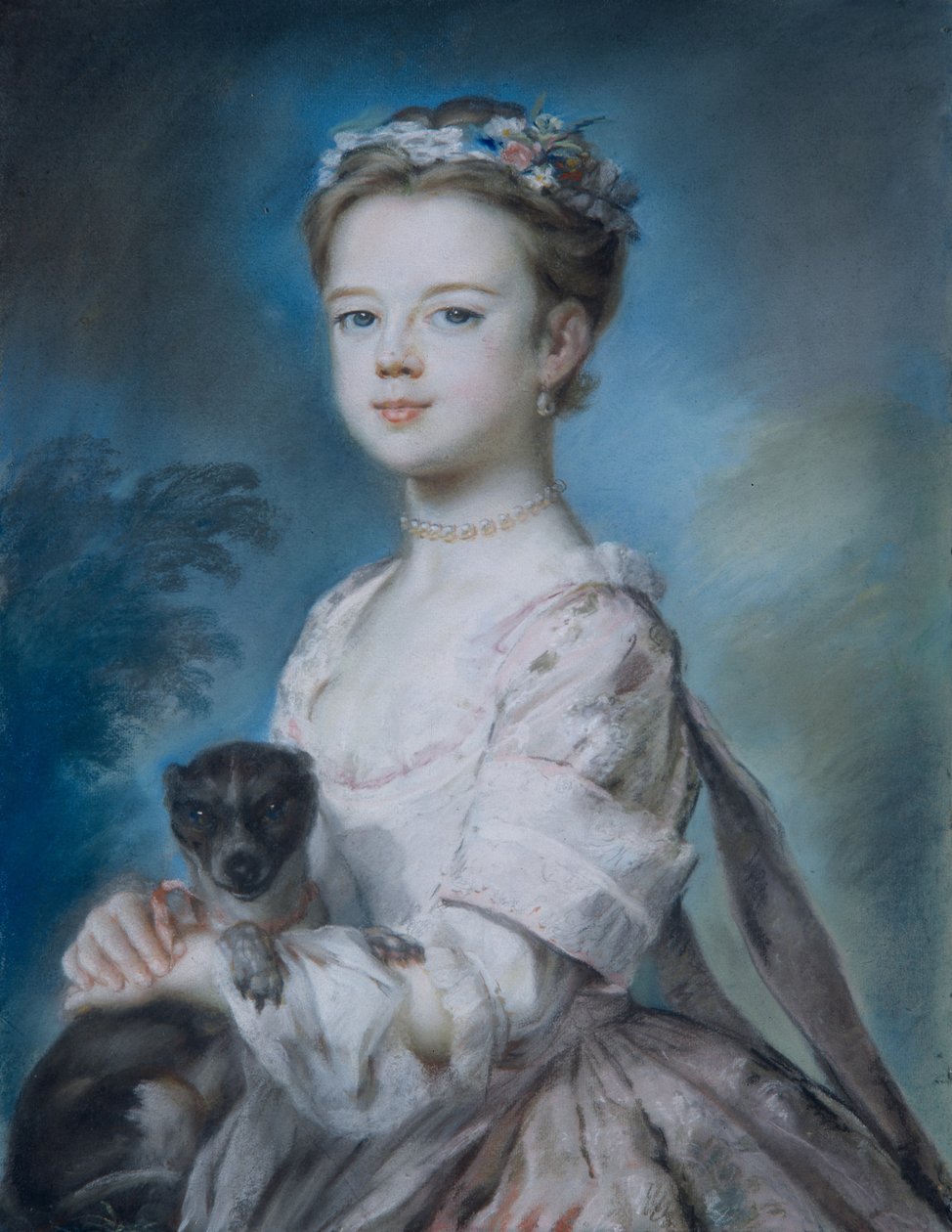 Porträtt av Lady Charlotte Boyle (pastell på papper) av George Knapton