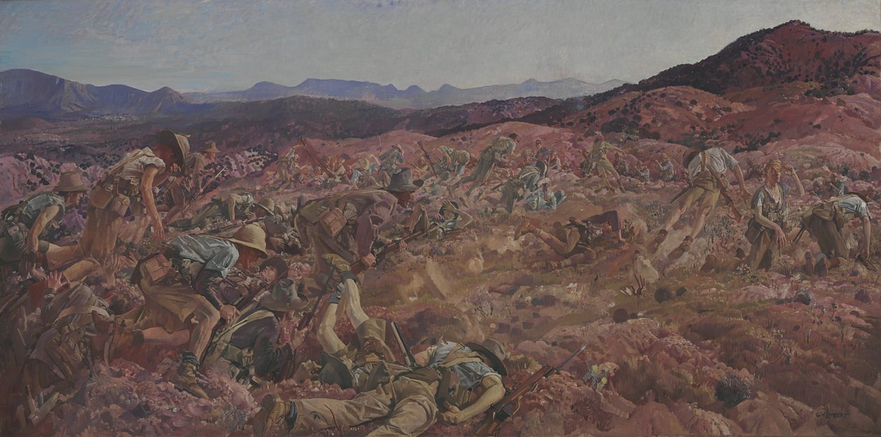 Anfallet för 3rd Light Horse Brigade vid Nek, 7 augusti 1915 av George Lambert