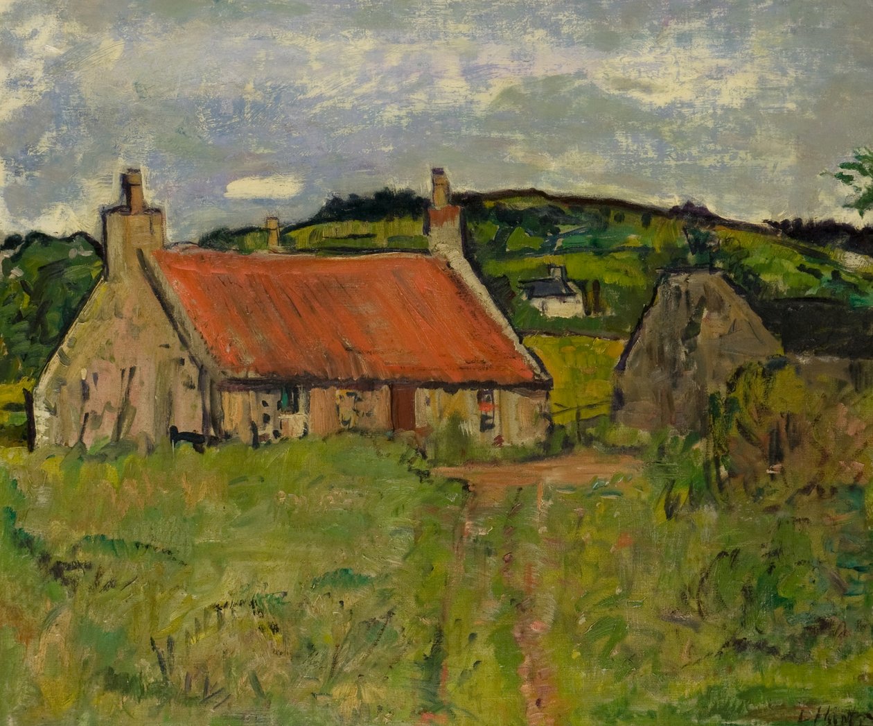 A Cottage in Fife, ca 1920-talet (olja på duk) av George Leslie Hunter