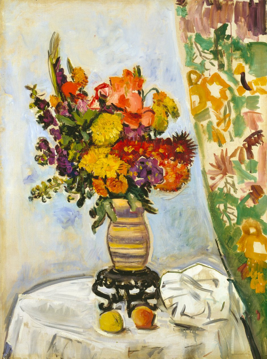Blommor i en kinesisk vas (olja på duk) av George Leslie Hunter