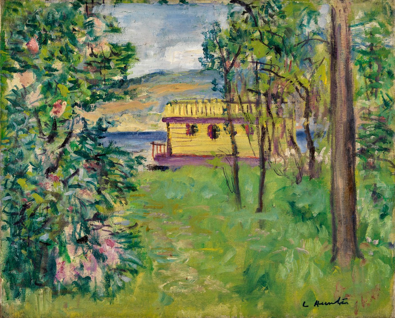 Husbåt, Loch Lomond, ca 1924-31 (olja på duk) av George Leslie Hunter