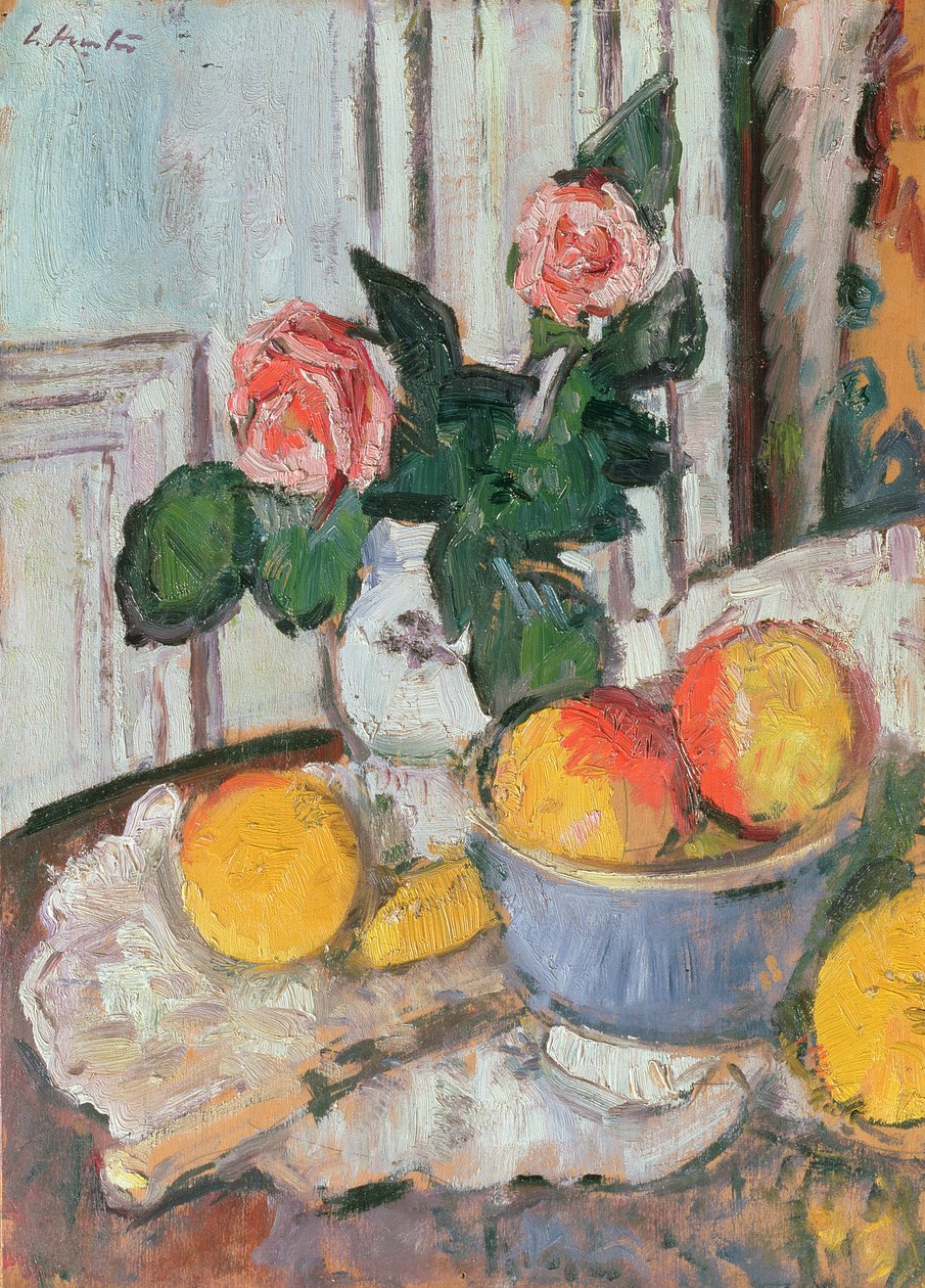Rosor och frukt av George Leslie Hunter