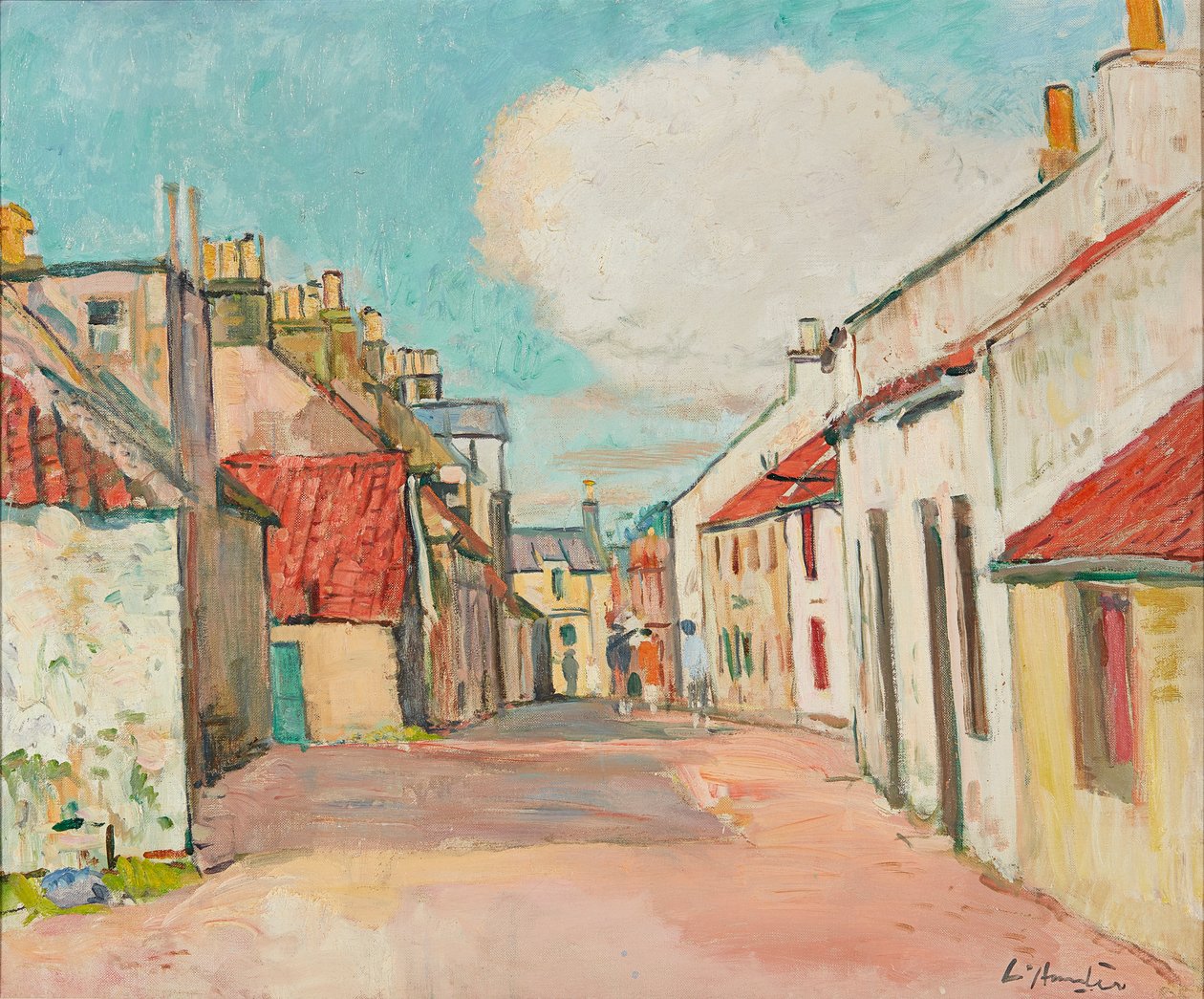 Street Scene, Largo (olja på duk) av George Leslie Hunter