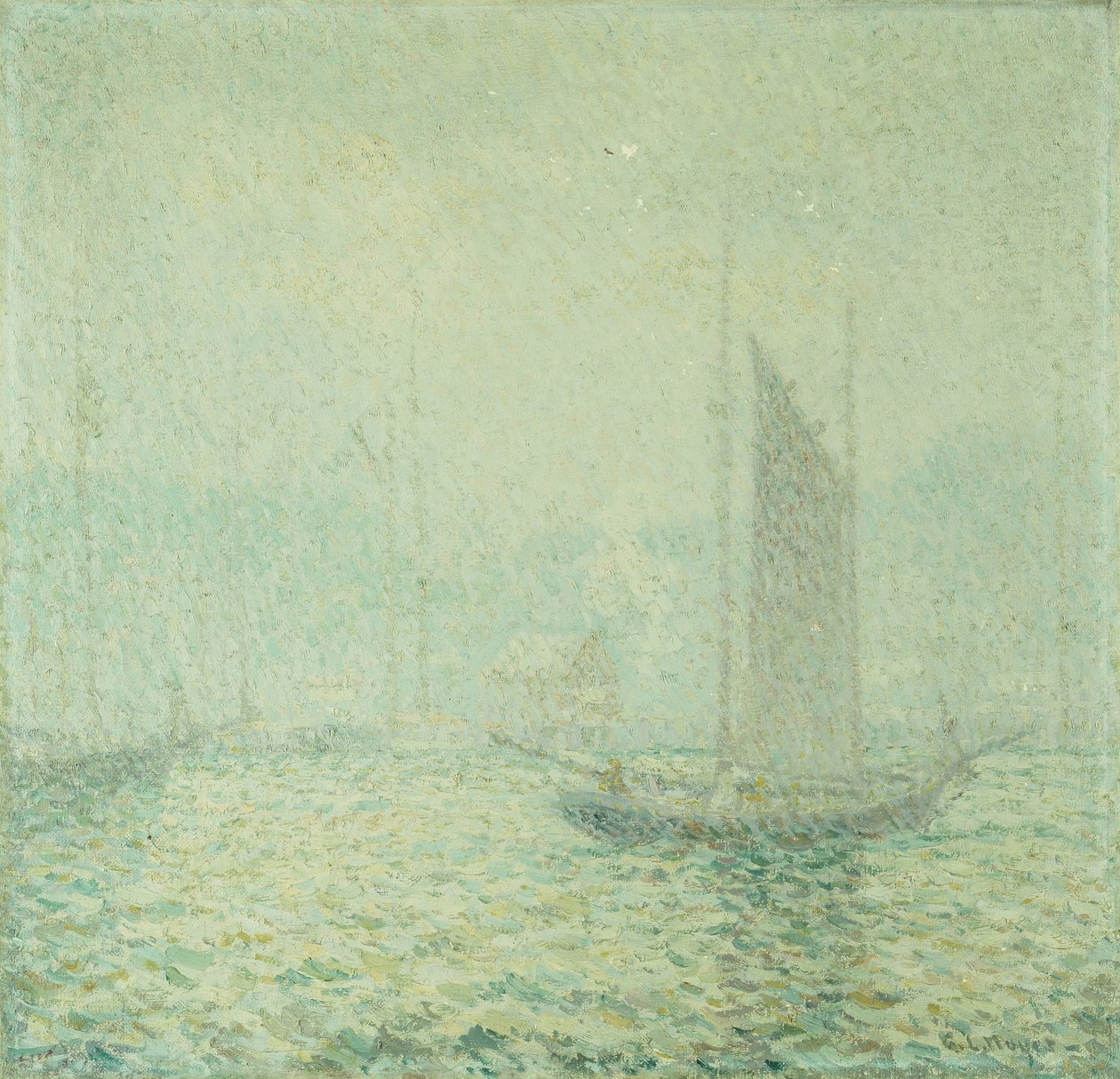 Harbor Mist (olja på duk) av George Loftus Noyes