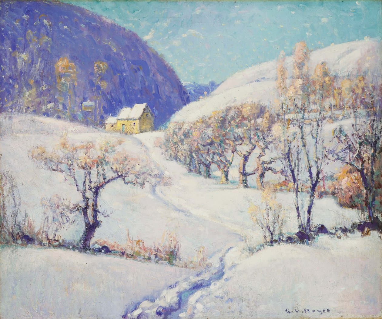 Winter in the Valley (olja på duk) av George Loftus Noyes