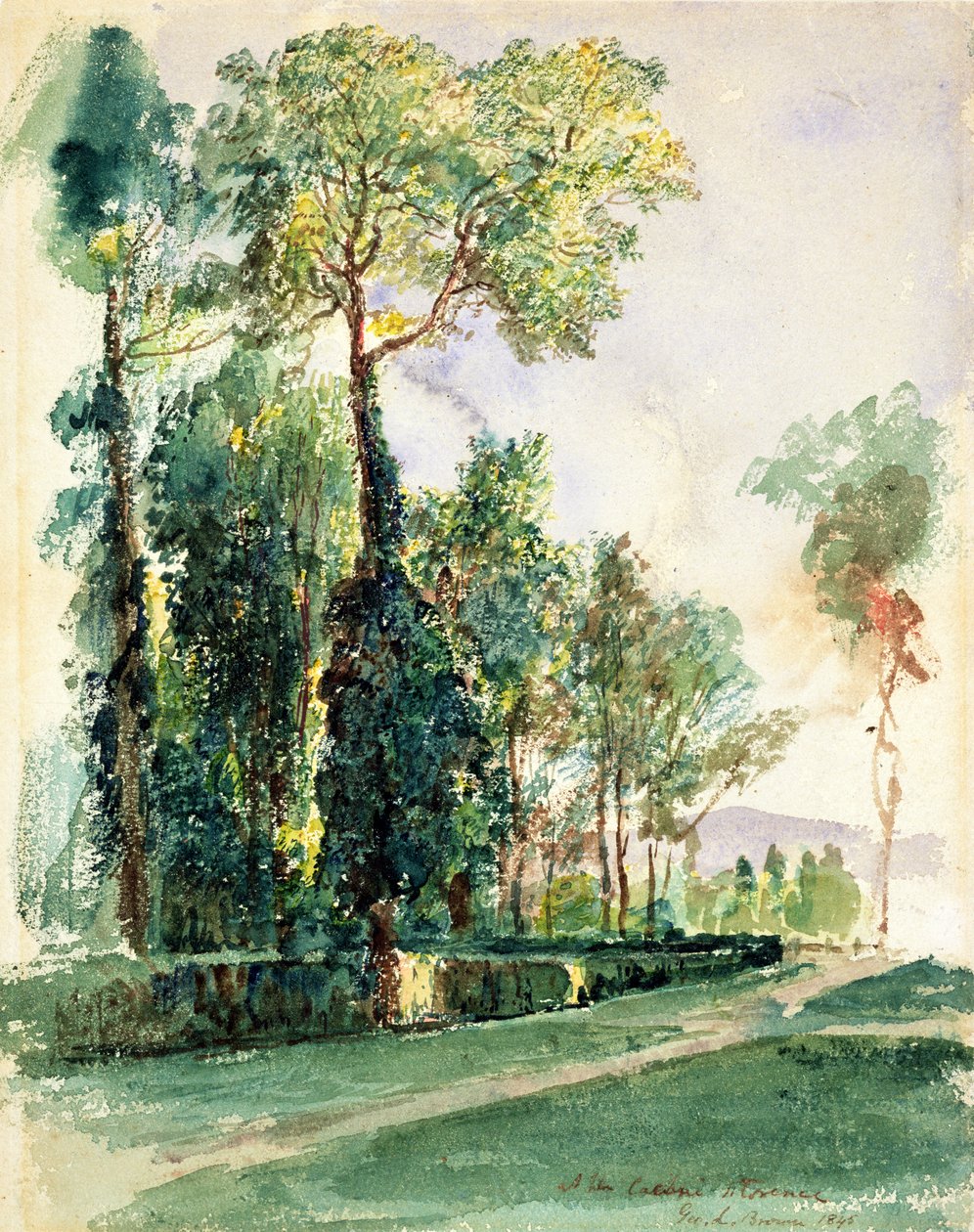 At the Cascine, Florens, 1845 (wc på papper) av George Loring Brown