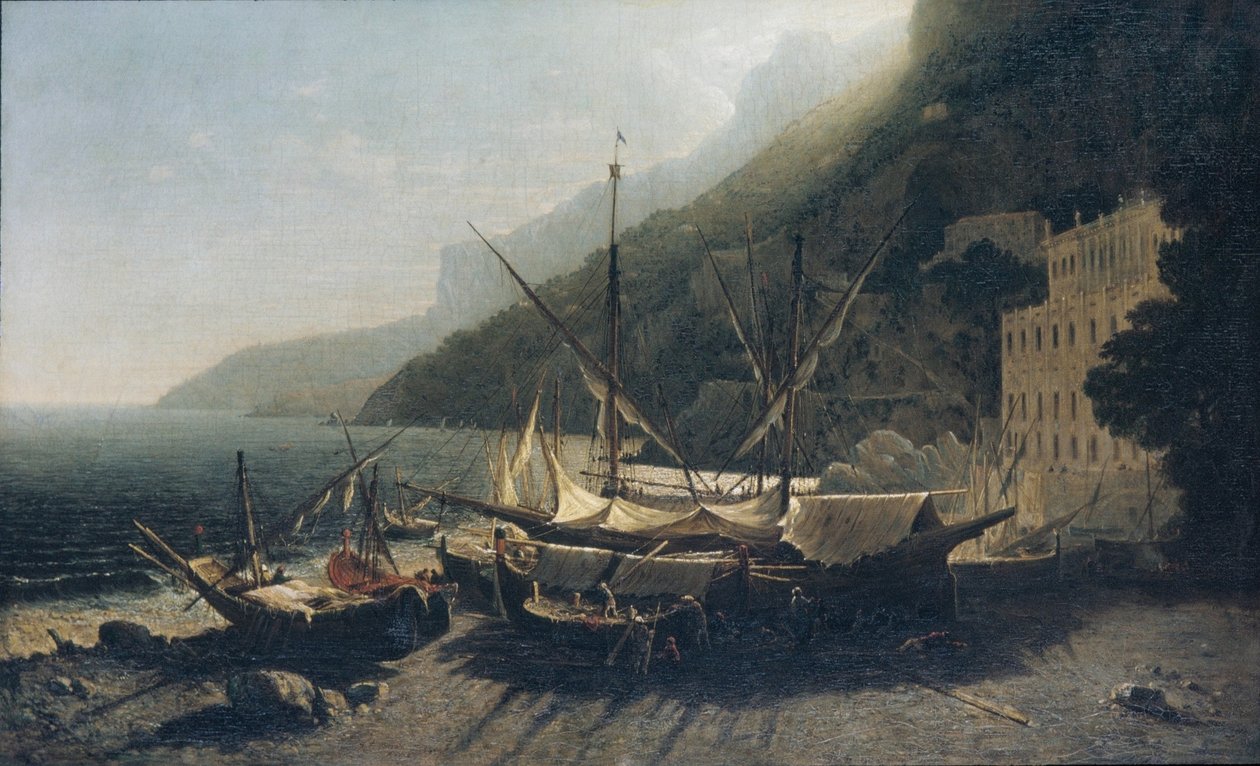 Utsikt över Amalfi, Salernobukten av George Loring Brown