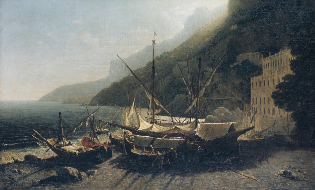 Utsikt över Amalfi, Salernobukten, 1857. av George Loring Brown
