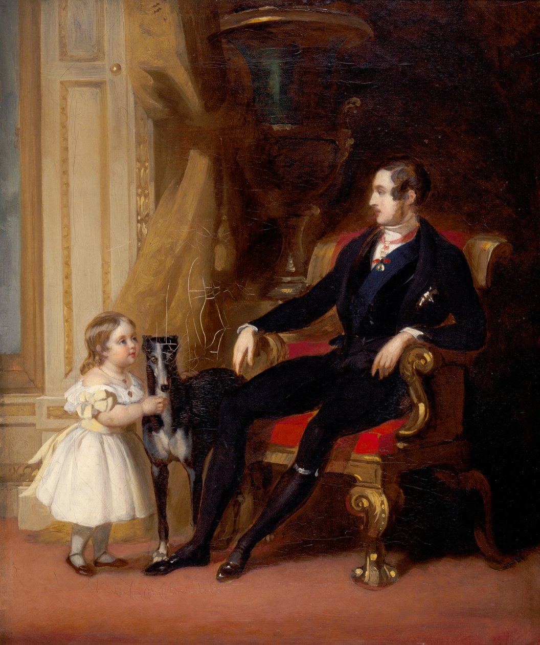 Albert, Prince Consort med prinsessan Victoria och Eos (olja på duk) av George Lucas