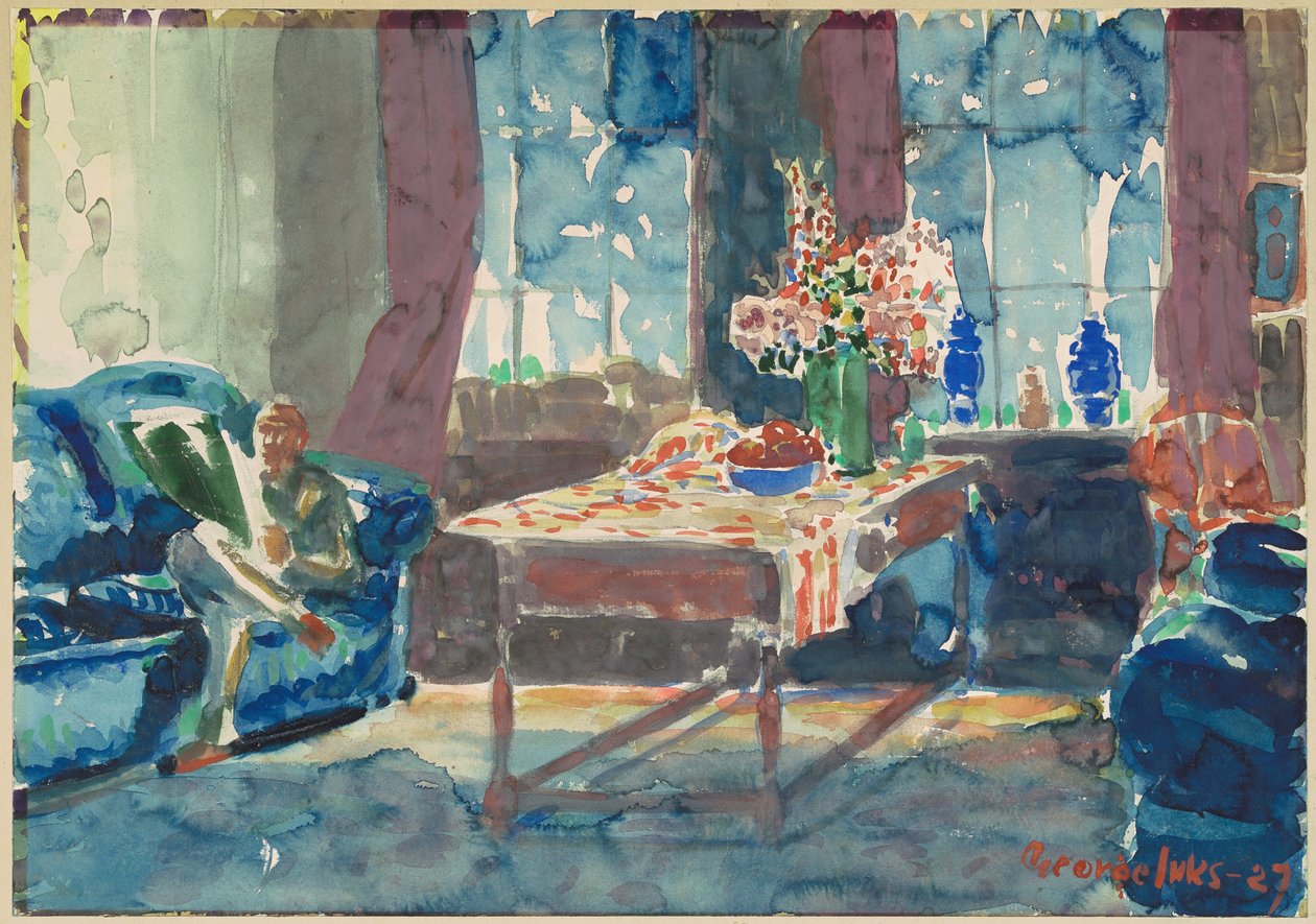 Självporträtt: Interiör av min lägenhet i New York av George Luks
