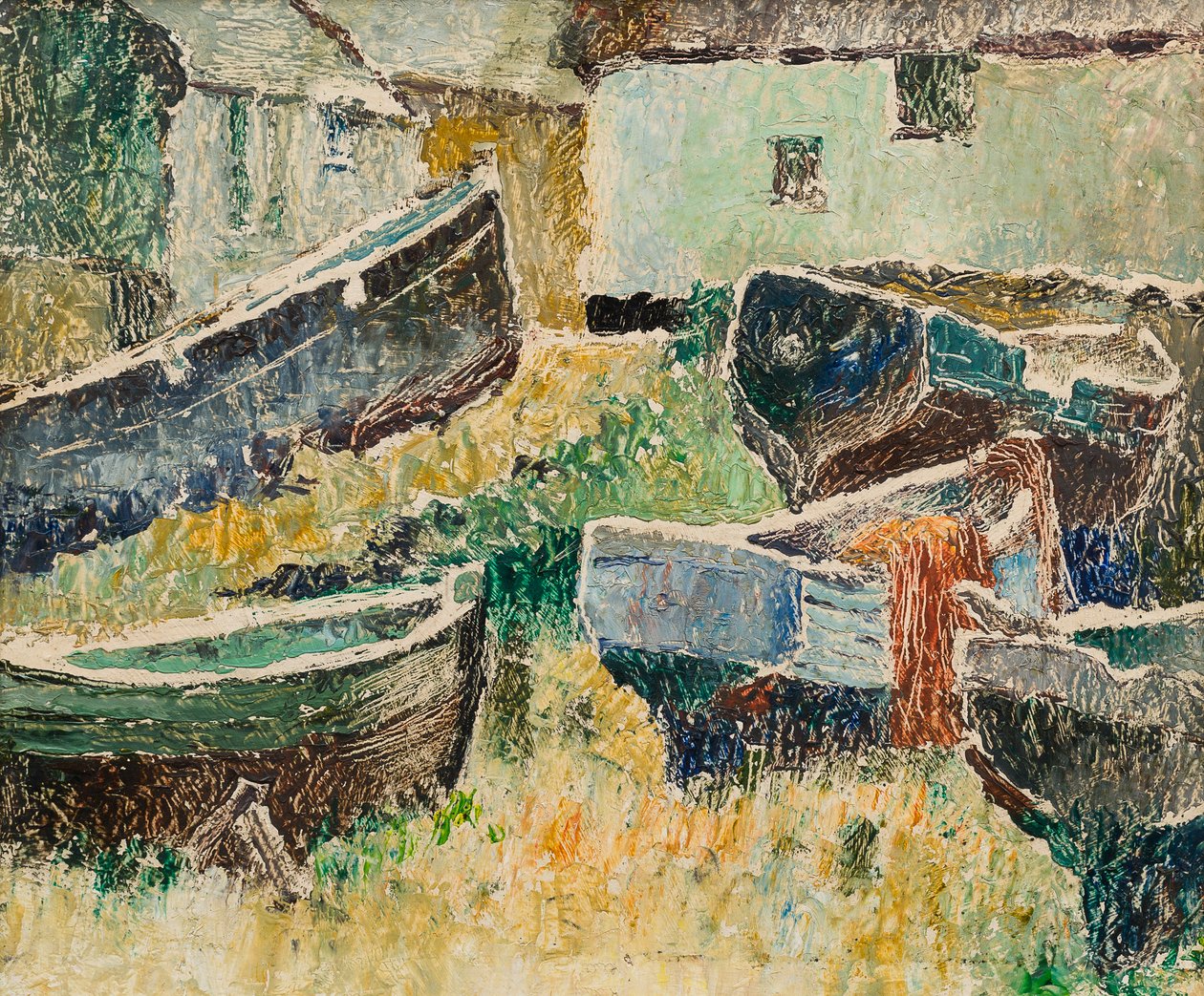 Sennen Cove (olja på pannå) av George Manning Sanders