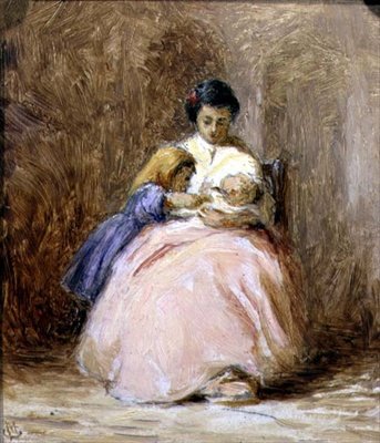 The New Baby, ca 1870 (olja på duk) av George Manson