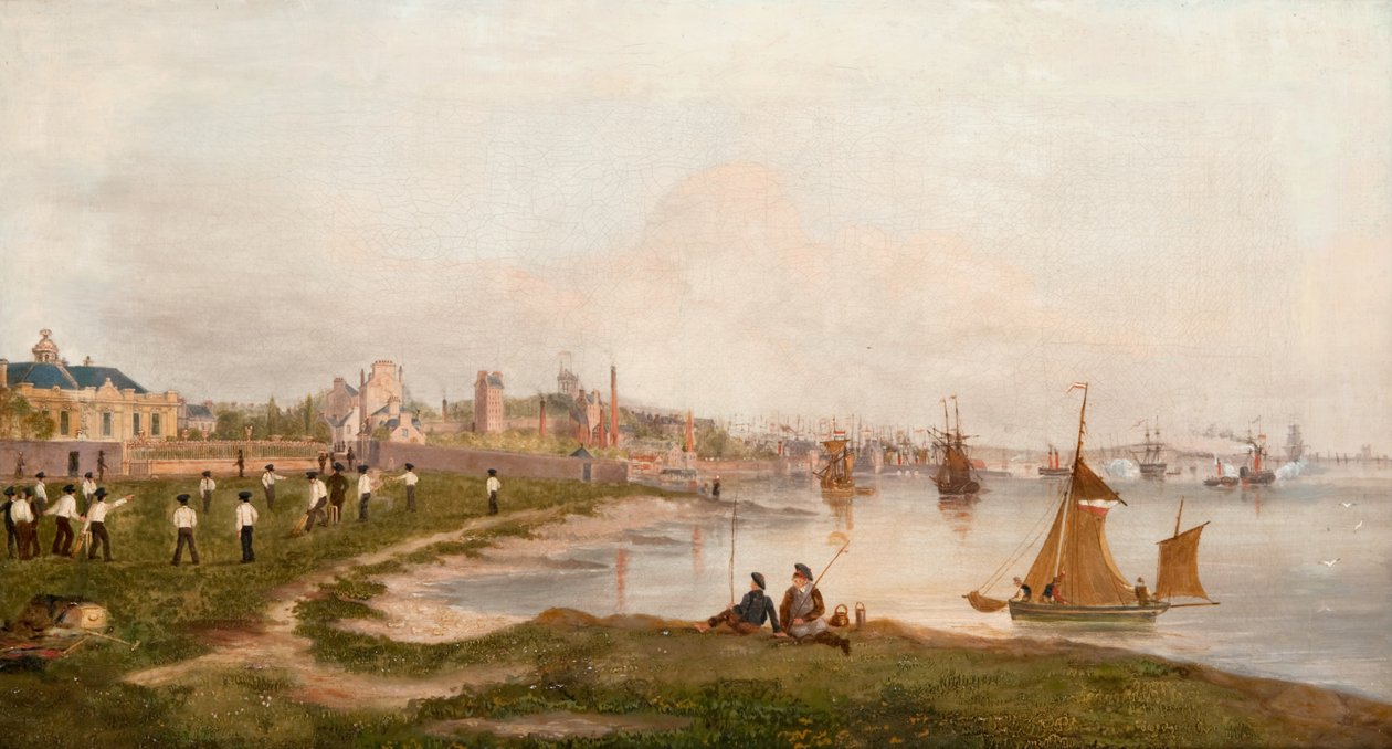 Magdalen Green före järnvägen från Dundee till Perth av George McGillivray