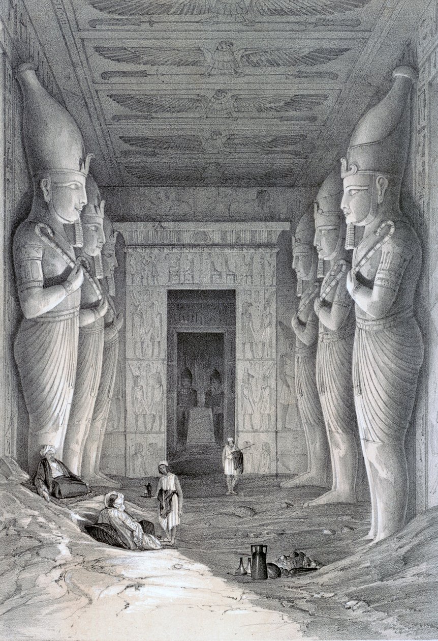 Interiör av det stora templet, Abu Simbel, 1800-talet av George Moore