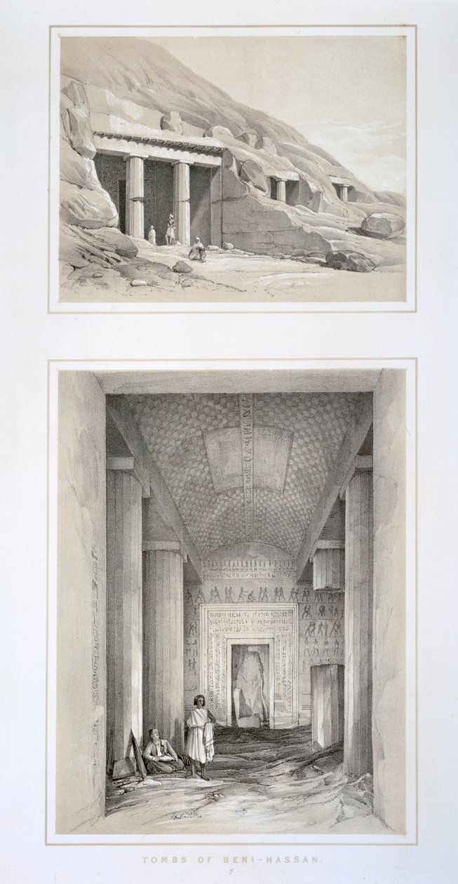 Beni-Hassans gravar, Egypten, 1800-talet av George Moore
