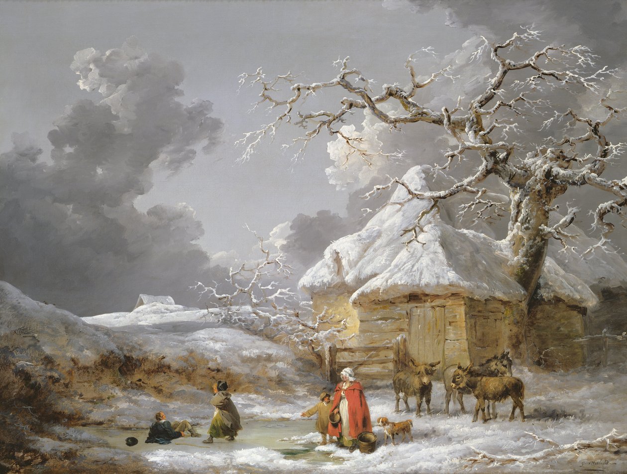 A Fall on the Ice (olja på duk) av George Morland
