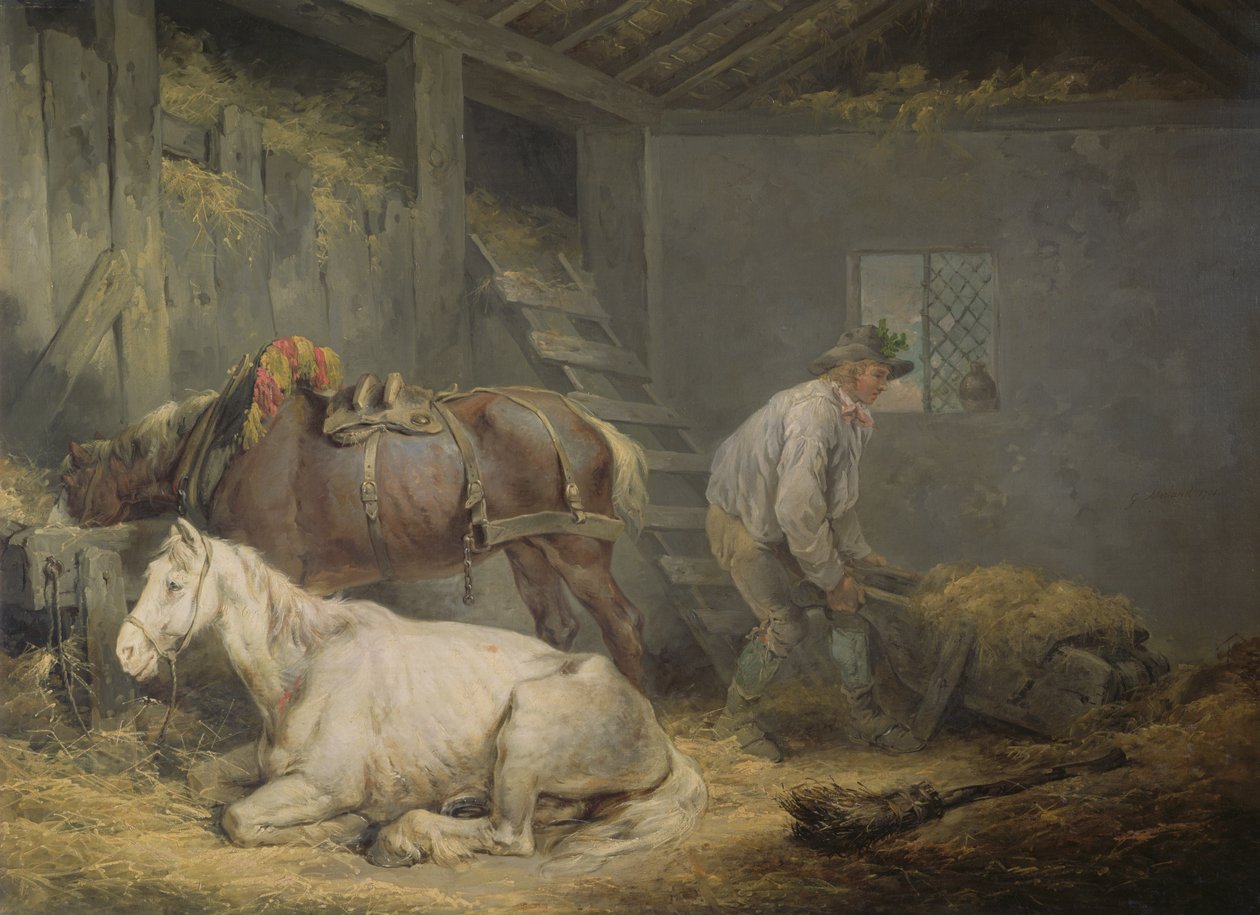 Hästar i ett stall, 1791 av George Morland