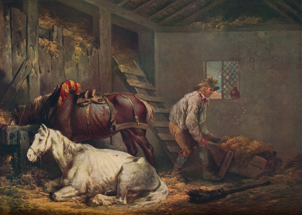 Hästar i ett stall, 1791 av George Morland