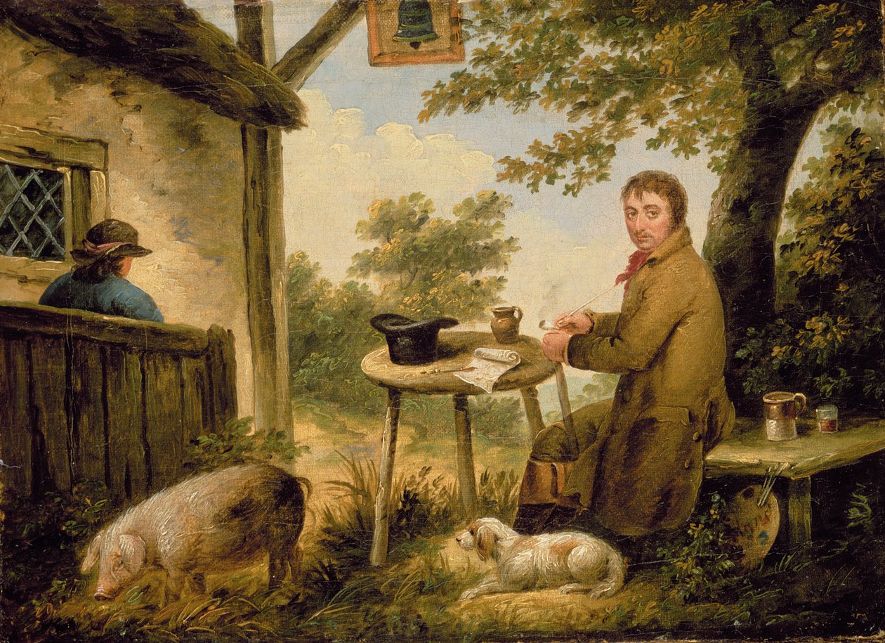 Porträtt av konstnären utanför Bell Inn av George Morland