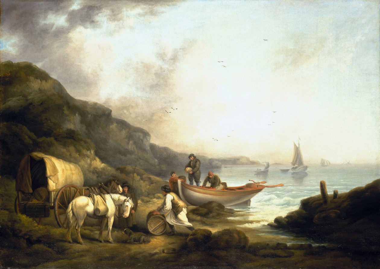 Smugglare på väg mot kusten. Olja på duk, tidigt 1800-tal, av George Morland (1763-1804). av George Morland