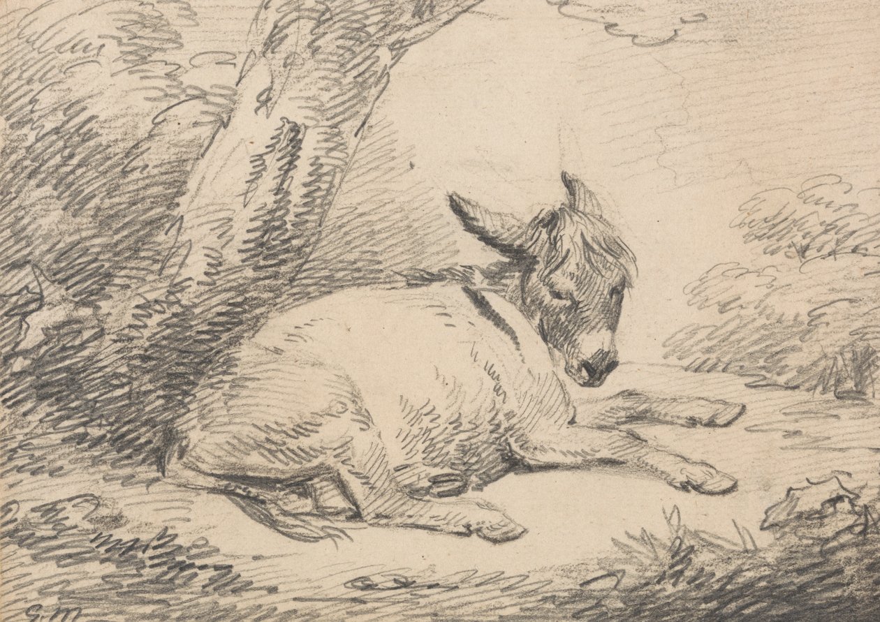 Studie av en åsna under ett träd av George Morland
