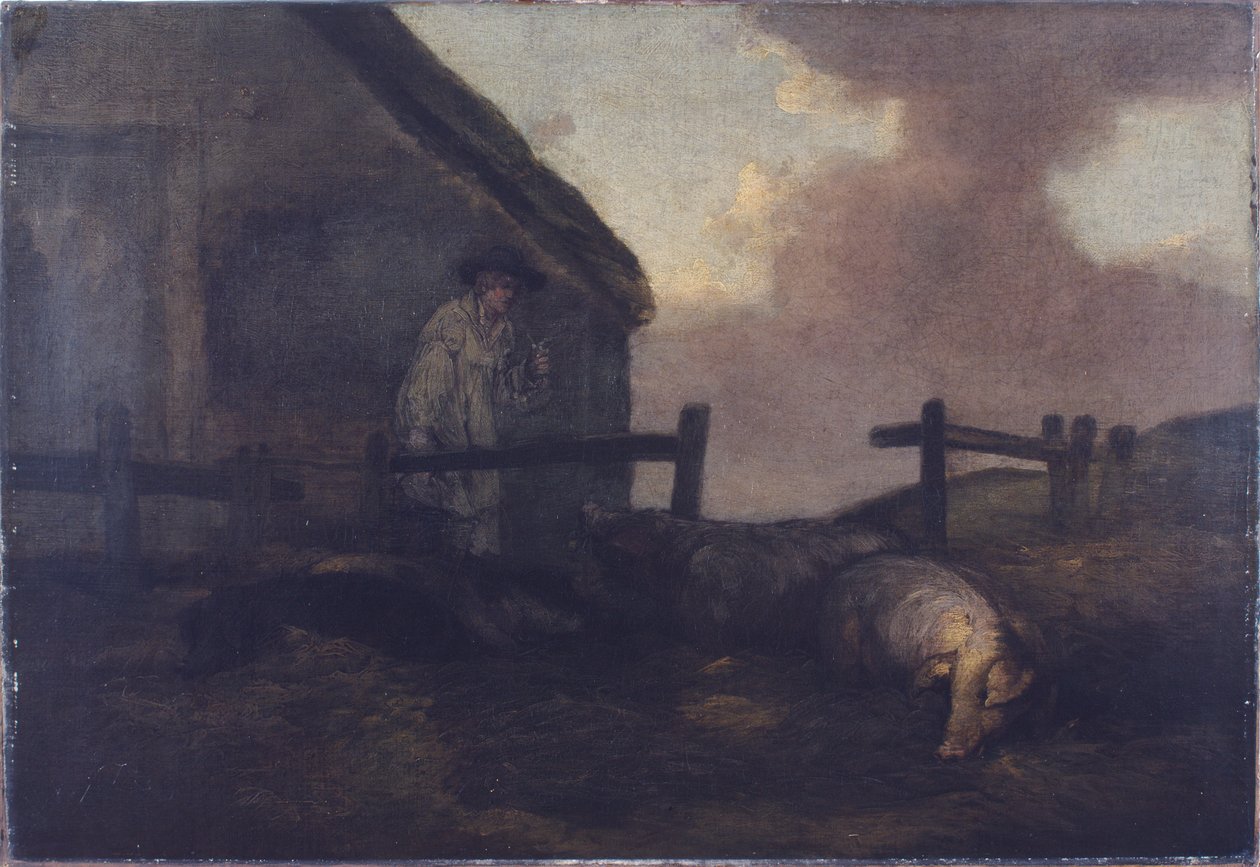Svinhjord (olja på duk) av George Morland