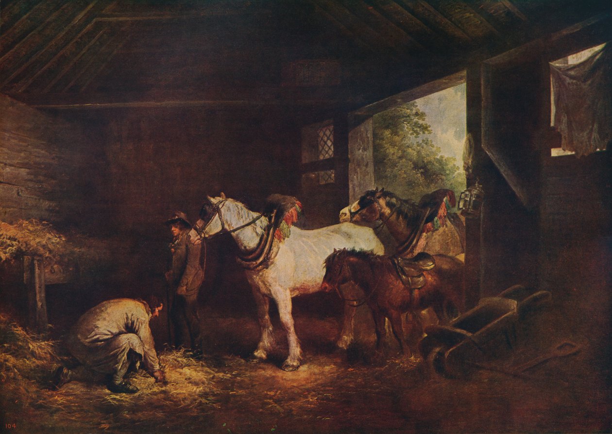Insidan av ett stall, 1791, c1915 av George Morland
