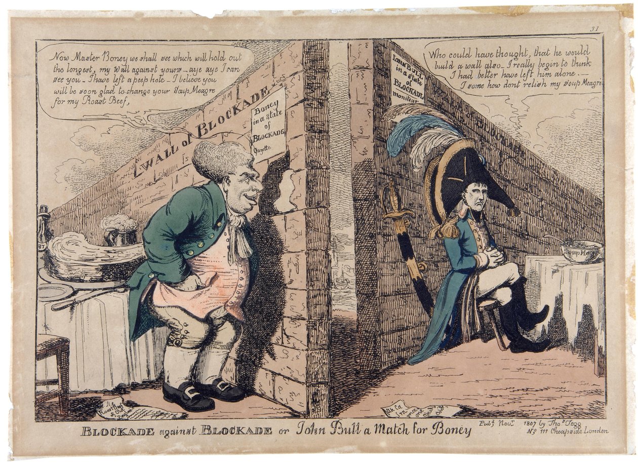 Blockad mot Blockade eller John Bull a Match for Boney av George Moutard Woodward